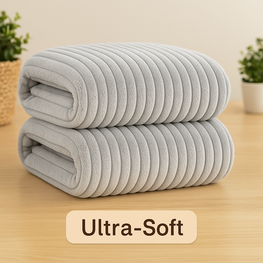 Striped Flannel Fleece Blanket – Soft, Lightweight and Cosy Throw