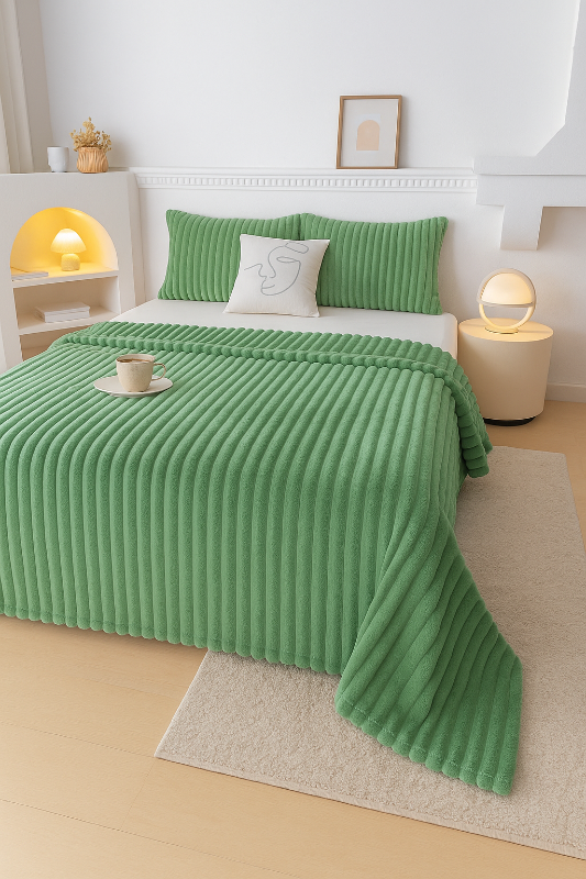 Close-up of ultra-soft microfibre flannel texture showing striped design