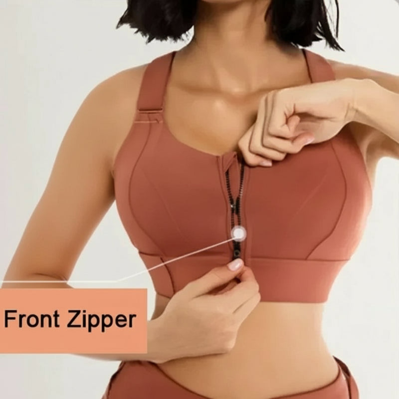 front zipper sports bra with no-bounce support
