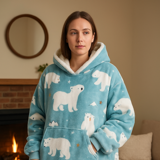 Oversized Wearable Blanket Hoodie – Cosy Sherpa Comfort for Winter