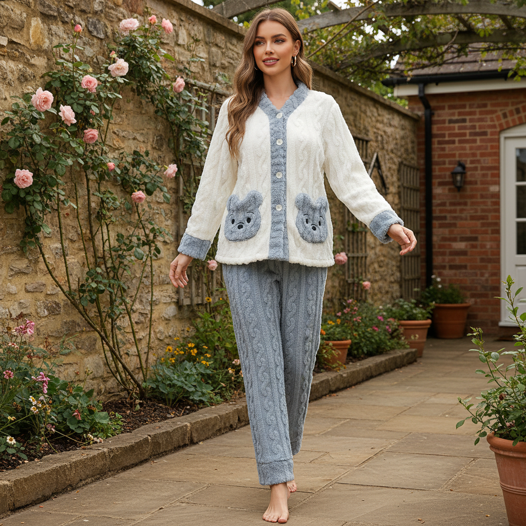 Teen Coral Fleece Pyjamas – Thick, Cosy & Playful Winter PJs