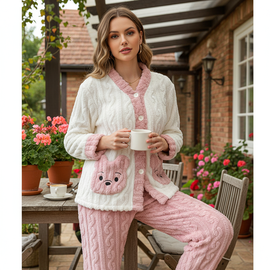 Teen Coral Fleece Pyjamas – Thick, Cosy & Playful Winter PJs