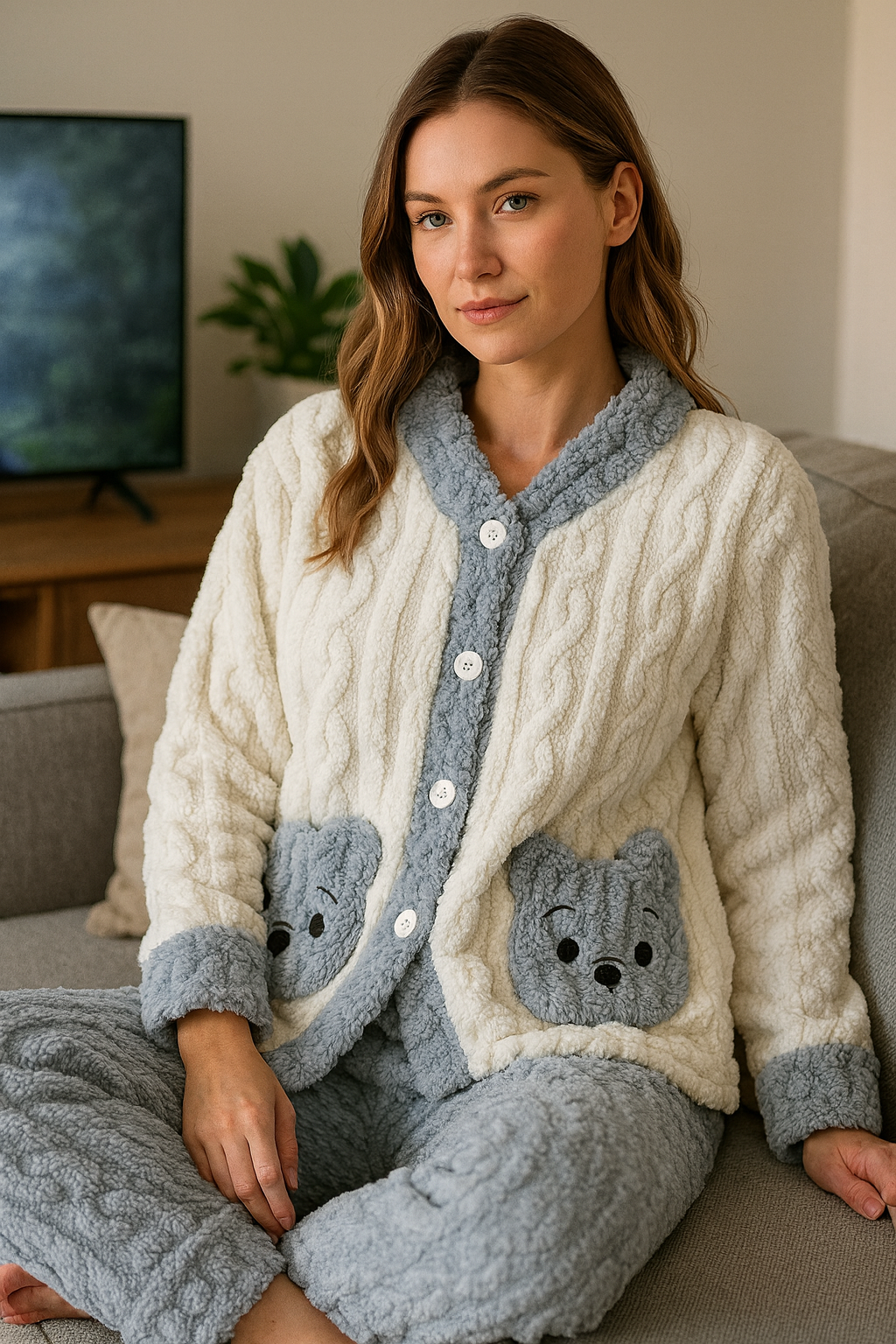 Teen Coral Fleece Pyjamas – Thick, Cosy & Playful Winter PJs